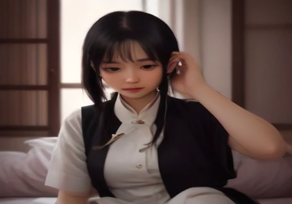专业女医生在明亮诊室内向患者讲解女性生理健康知识，桌面摆放医学图解模型，画面暖橄榄绿色调，体现爱液视频专业科普氛围
